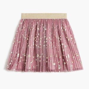 J. Crew Girls' Rose Pink Tulle Skirt with Gold Foil Accents